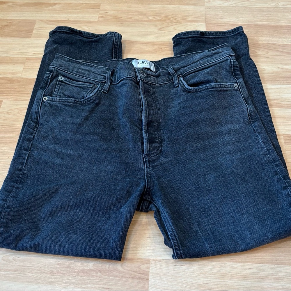 Agolde Black Riley Crop Jeans